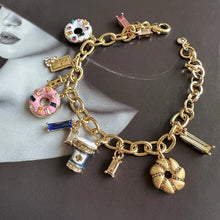 Load image into Gallery viewer, Enamel Coffee Breaak Donut Charm Bracelet, Sweet Dainty Jewelry Gift for Women
