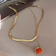 Load image into Gallery viewer, Halloween Orange Pumpkin Herringbone Double Strand Necklace for Women, Fashion Jewelry, Unique Gifts
