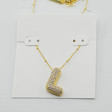 Cargar imagen en el visor de la galería, Gold Letter Initial A-Z Short Pendant Necklace, Cubic Zirconia Inlaid, Fashion Jewelry, Unique Gifts
