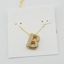 Cargar imagen en el visor de la galería, Gold Letter Initial A-Z Short Pendant Necklace, Cubic Zirconia Inlaid, Fashion Jewelry, Unique Gifts
