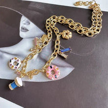 Cargar imagen en el visor de la galería, Cookie Donut Ice Cream Coffee Cup Pendant Necklace, Sweet Dessert Theme Fashion Jewelry, Unique Gift for Her
