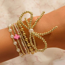Cargar imagen en el visor de la galería, Bow KNOT Pearl Beaded Layered Bracelets, Fashion Jewelry Gift for Women Daily Layering
