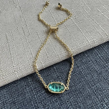 Load image into Gallery viewer, London Blue Clear Glass Gemstone Adjustable Chain Bracelet for Women, Fashion Jewelry

