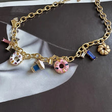 Cargar imagen en el visor de la galería, Cookie Donut Ice Cream Coffee Cup Pendant Necklace, Sweet Dessert Theme Fashion Jewelry, Unique Gift for Her
