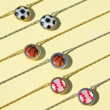 Load image into Gallery viewer, Baseball Short Pendant Necklace in Ivory Mother-of-Pearl, Fashion Jewelry, Unique Gifts
