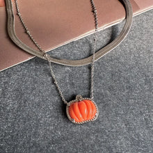 Load image into Gallery viewer, Halloween Orange Pumpkin Herringbone Double Strand Necklace for Women, Fashion Jewelry, Unique Gifts
