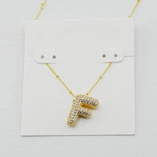Cargar imagen en el visor de la galería, Gold Letter Initial A-Z Short Pendant Necklace, Cubic Zirconia Inlaid, Fashion Jewelry, Unique Gifts
