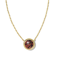 Load image into Gallery viewer, Orange Goldstone Basketball Pendant Necklace, Fashion Jewelry, Unique Gifts
