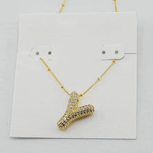 Cargar imagen en el visor de la galería, Gold Letter Initial A-Z Short Pendant Necklace, Cubic Zirconia Inlaid, Fashion Jewelry, Unique Gifts
