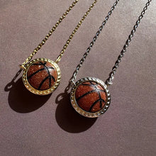 Load image into Gallery viewer, Orange Goldstone Basketball Pendant Necklace, Fashion Jewelry, Unique Gifts
