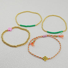 Load image into Gallery viewer, Boho Multilayer Beaded Bracelet Set Colorful Seed Bead Cross Charm Braided Tassel Adjustable Bracelets Bohemian Jewelry
