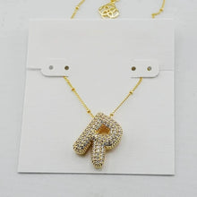 Cargar imagen en el visor de la galería, Gold Letter Initial A-Z Short Pendant Necklace, Cubic Zirconia Inlaid, Fashion Jewelry, Unique Gifts
