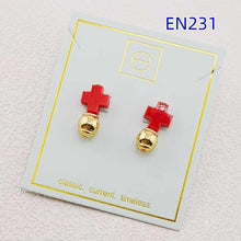 Load image into Gallery viewer, Colorful Cross with Round beads Stud Earrings for Women Birthday Gifts, Unique Gift
