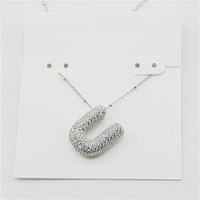 Lade das Bild in den Galerie-Viewer, Silver Letter Initial A-Z Short Pendant Necklace, Cubic Zirconia Inlaid, Fashion Jewelry, Unique Gifts
