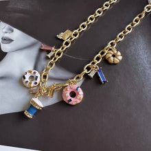 Cargar imagen en el visor de la galería, Cookie Donut Ice Cream Coffee Cup Pendant Necklace, Sweet Dessert Theme Fashion Jewelry, Unique Gift for Her

