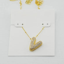 Cargar imagen en el visor de la galería, Gold Letter Initial A-Z Short Pendant Necklace, Cubic Zirconia Inlaid, Fashion Jewelry, Unique Gifts
