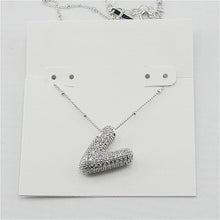 Lade das Bild in den Galerie-Viewer, Silver Letter Initial A-Z Short Pendant Necklace, Cubic Zirconia Inlaid, Fashion Jewelry, Unique Gifts

