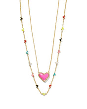 Load image into Gallery viewer, Heart Neon Pink Magnesite&amp;Multi Mix Strand Necklace Layering Set,Fashion Jewelry, Unique Gifts
