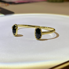 Cargar imagen en el visor de la galería, Black Glass Gemstone Cuff Bangle Bracelet for Women, Healing Jewelry, Birthday Gift for Her

