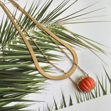 Load image into Gallery viewer, Halloween Orange Pumpkin Herringbone Double Strand Necklace for Women, Fashion Jewelry, Unique Gifts
