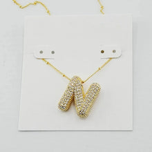 Cargar imagen en el visor de la galería, Gold Letter Initial A-Z Short Pendant Necklace, Cubic Zirconia Inlaid, Fashion Jewelry, Unique Gifts
