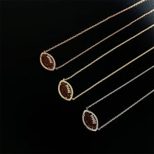 Load image into Gallery viewer, Football Short Pendant Necklace in Orange Goldstone, Fashion Jewelry, Unique Gifts
