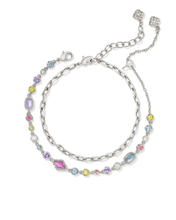 Carregar imagem no visualizador da galeria, Multi/White Pink Mix Crystal Illusion Strand Necklace/Huggie Earrings/Bracelet Jewelry Set for Women, Fashion Jewelry, Unique Gifts

