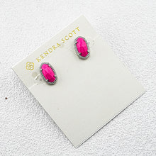 Carregar imagem no visualizador da galeria, Oval Magenta Magnesite Stud Earrings, Gold/Silver/Rose Gold Plated Minimalist Jewelry for Women
