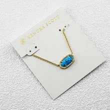 Charger l'image dans la galerie, Oval Turquoise Pendant Necklace, Dainty Blue Stone Bar Necklace, Minimalist Gold/Silver/Rose Gold Plated Layered Choker for Women for Women
