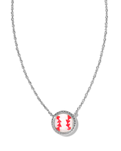 Load image into Gallery viewer, Baseball Short Pendant Necklace in Ivory Mother-of-Pearl, Fashion Jewelry, Unique Gifts
