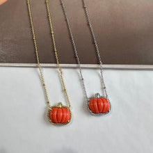 Charger l'image dans la galerie, Halloween Orange Small Pumpkin Spooky Mood Gemstone Pendant Necklace for Women, Fashion Jewelry, Unique Gifts
