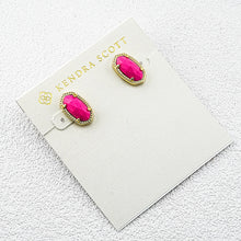 Carregar imagem no visualizador da galeria, Oval Magenta Magnesite Stud Earrings, Gold/Silver/Rose Gold Plated Minimalist Jewelry for Women
