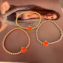 Load image into Gallery viewer, Halloween Series Orange Pumpkin Spooky Mood Stretch Bracelet/Stud Earrings, Fashion Jewelry, Unique Gifts
