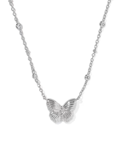 Cargar imagen en el visor de la galería, Butterfly Gold Short Pendant Necklace, with Adjustable Slider Bead, Fashion Jewelry, Unique Gifts
