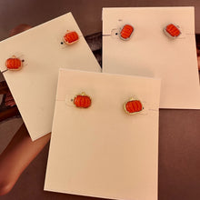 Load image into Gallery viewer, Halloween Series Orange Pumpkin Spooky Mood Stretch Bracelet/Stud Earrings, Fashion Jewelry, Unique Gifts
