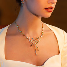 Load image into Gallery viewer, Necklace and Earrings Jewelry Set Gifts fit with Wedding, Prom, Bridesmaids(Gold&amp;Silver)
